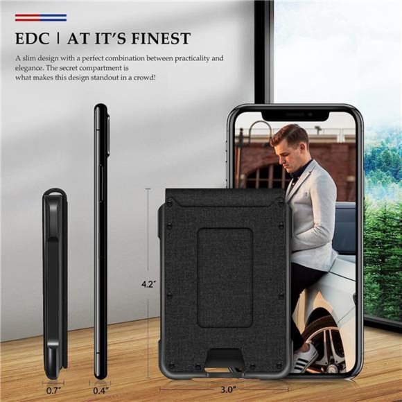 Mens Wallet Tactical Bifold Wallets for Men Metal RFID Blocking Cards Holder - Picture 2 of 6